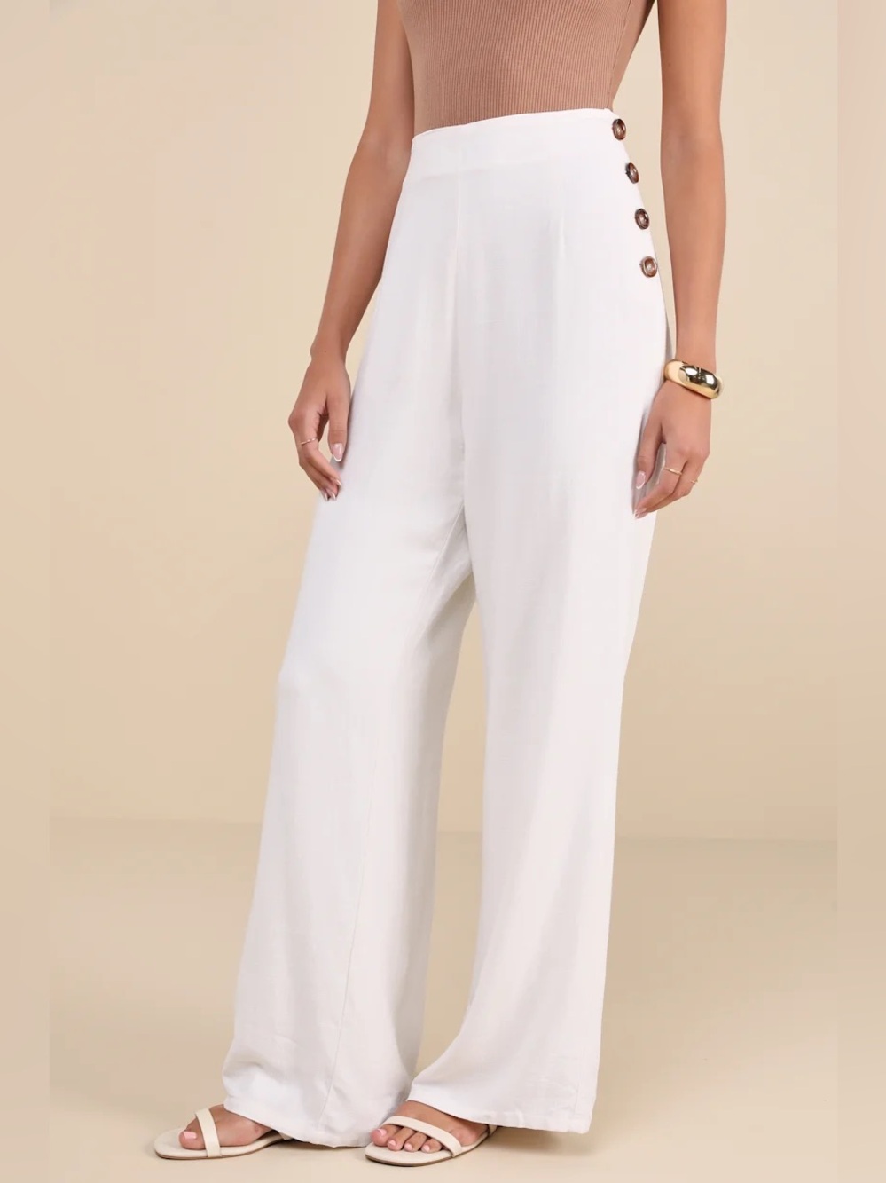 Lulus Noteworthy White Wide-Leg Linen Blend Pants